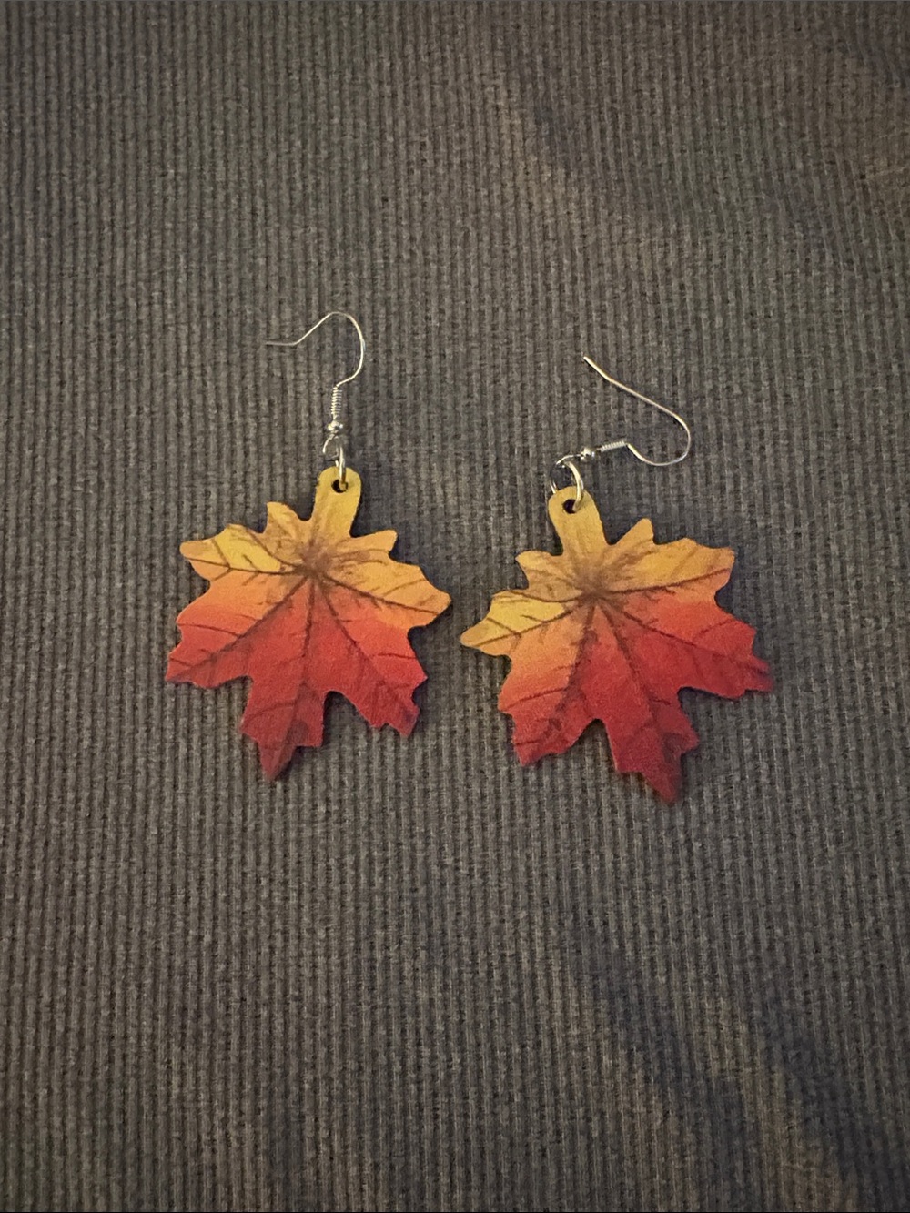 Autumn Leaf Dangle Earrings - Red & Orange Women Jewelry